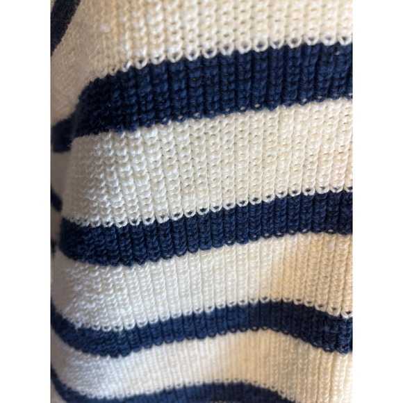 Madewell SPRING Navy White Striped V Neck Button Front Sweater Woman's Medium - Picture 5 of 6